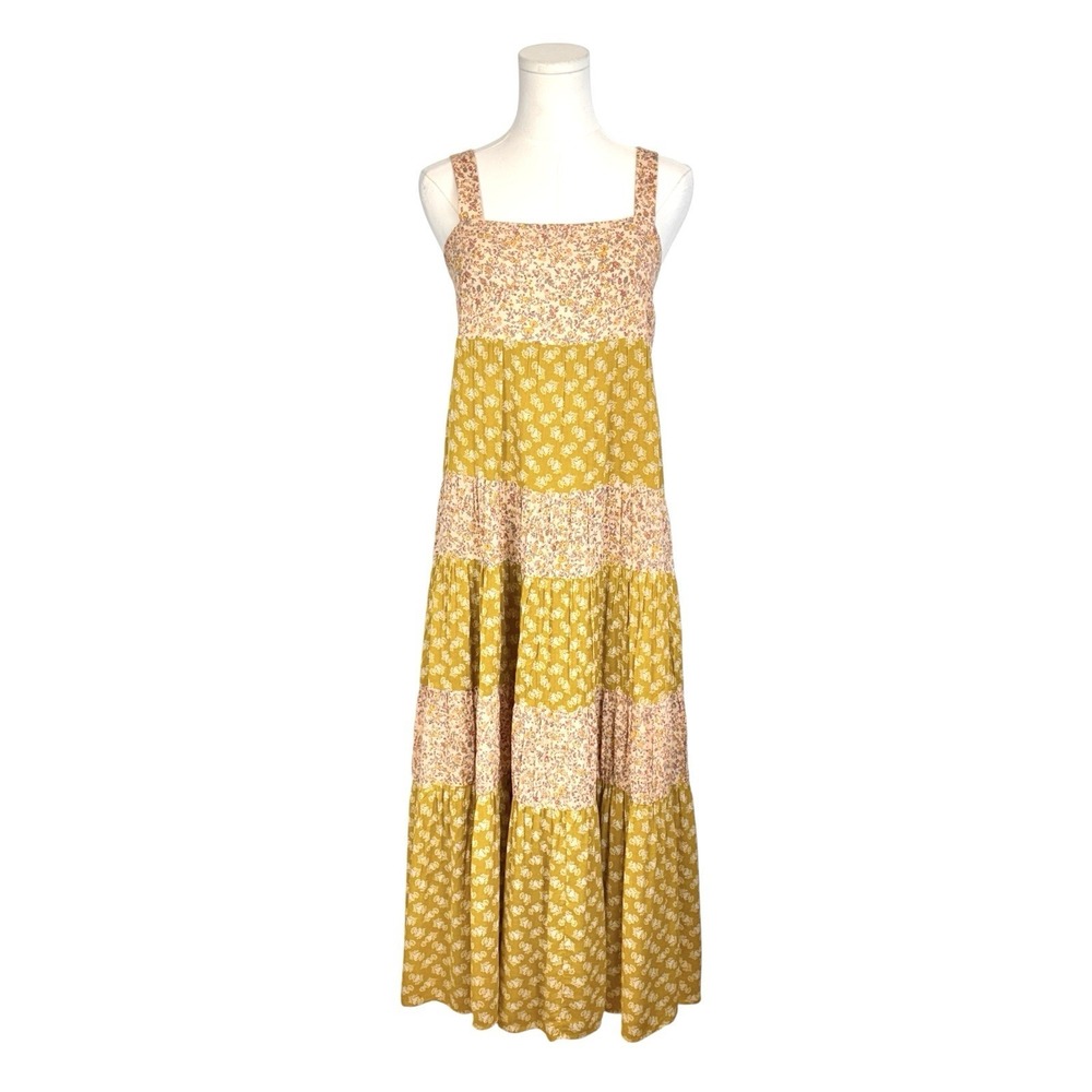 Madewell Mixed Print Tiered Midi Dress in Jaipur Floral Sz M Lined Tie Back - Picture 2 of 16